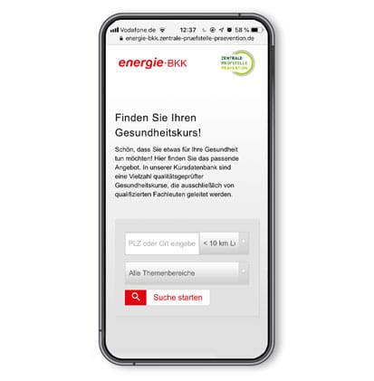 Präventionskurse können auch auf dem Handy eingesehen werden. Präventionskurse können auch auf dem Handy eingesehen werden.
